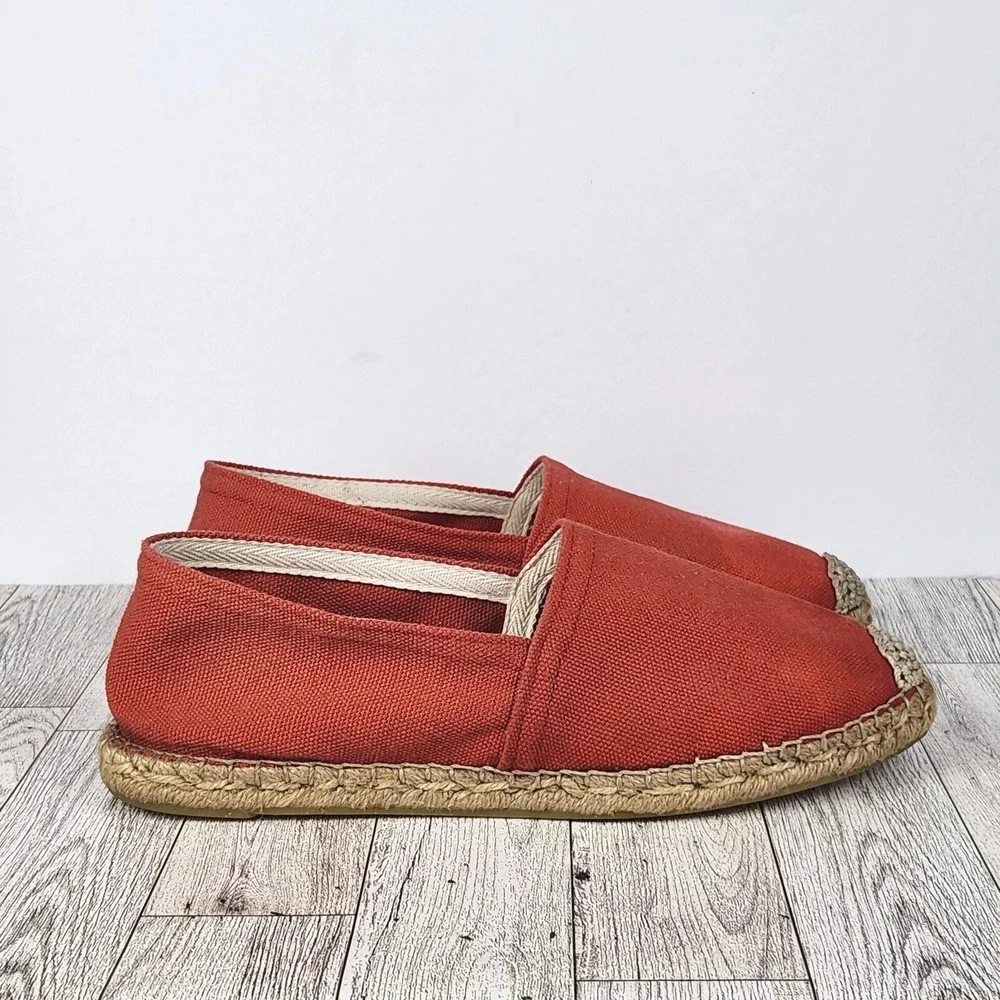 J. Jill Women's Espadrille Padre Size 8 Coral Textile Jute Flats Brazil Beach